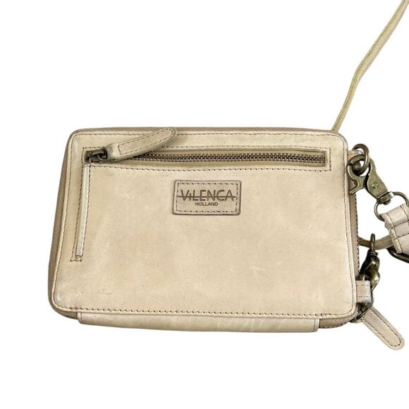 🤍 Vilenca Holland Women's Cream Woven Leather Crossbody Wallet Bag Boho Chic - Picture 6 of 7
